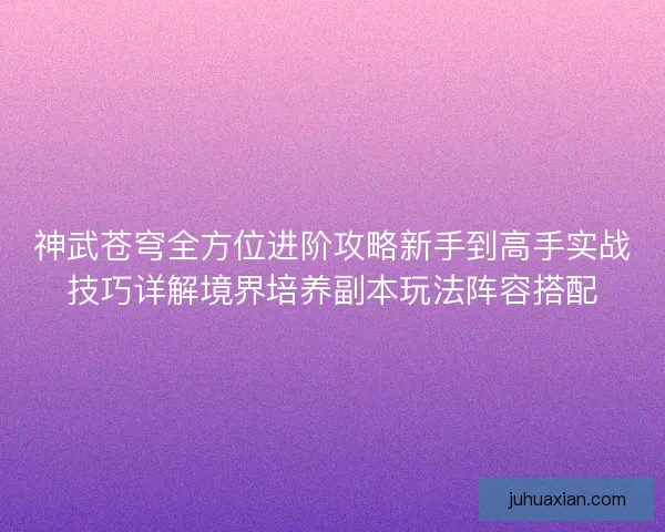 神武苍穹全方位进阶攻略新手到高手实战技巧详解境界培养副本玩法阵容搭配