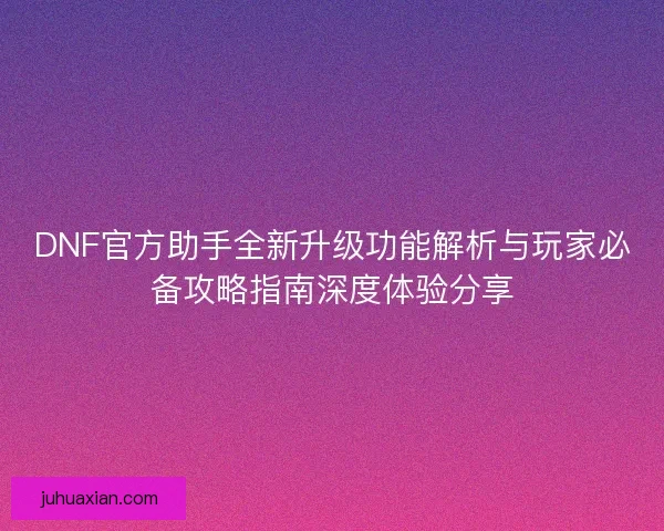 DNF官方助手全新升级功能解析与玩家必备攻略指南深度体验分享
